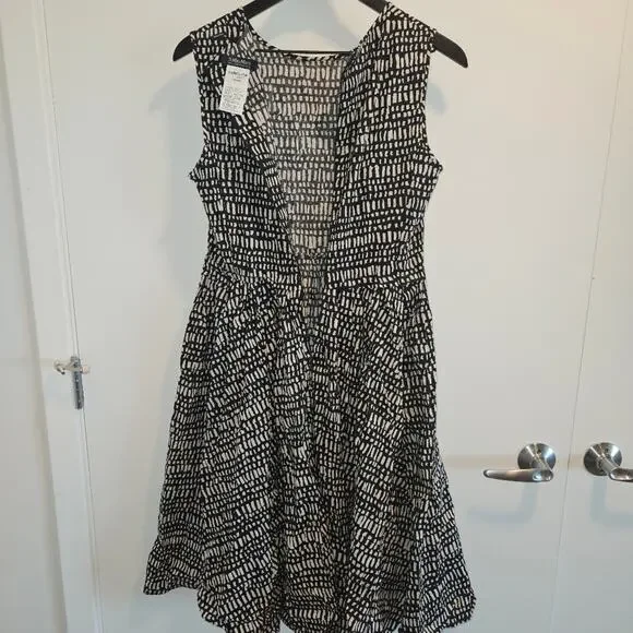 Max Mara A-Line Printed Midi Length Dress Black - Picture 6 of 8